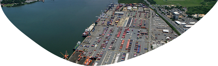 Bird's eye view of docking premises